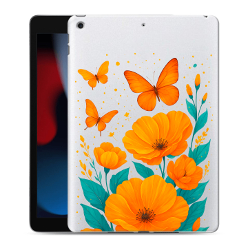 Силиконовый чехол на Ipad 10.2 (2021) с принтом цветы бабочки Силиконовый чехол на Ipad 10.2 (2021) с принтом цветы бабочки