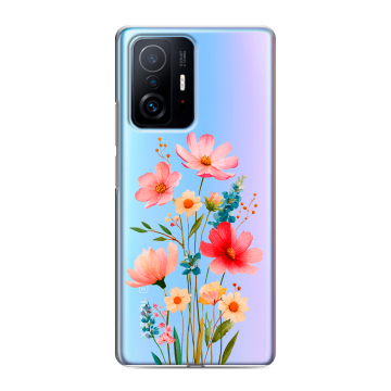 Силиконовый чехол на Xiaomi 11T с принтом Цветы Силиконовый чехол на Xiaomi 11T с принтом Цветы