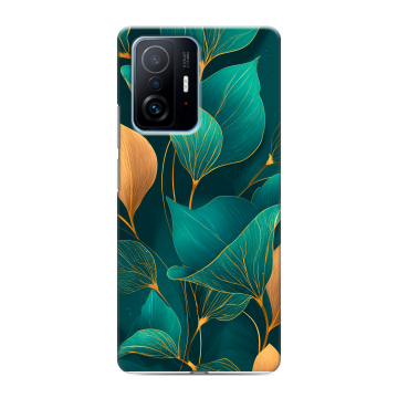 Силиконовый чехол на Xiaomi 11T с принтом Листья и золото Силиконовый чехол на Xiaomi 11T с принтом Листья и золото
