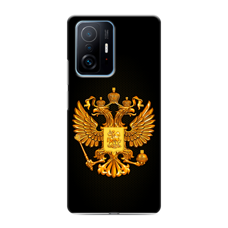 Пластиковый чехол на Xiaomi 11T с принтом Герб России желтый Пластиковый чехол на Xiaomi 11T с принтом Герб России желтый