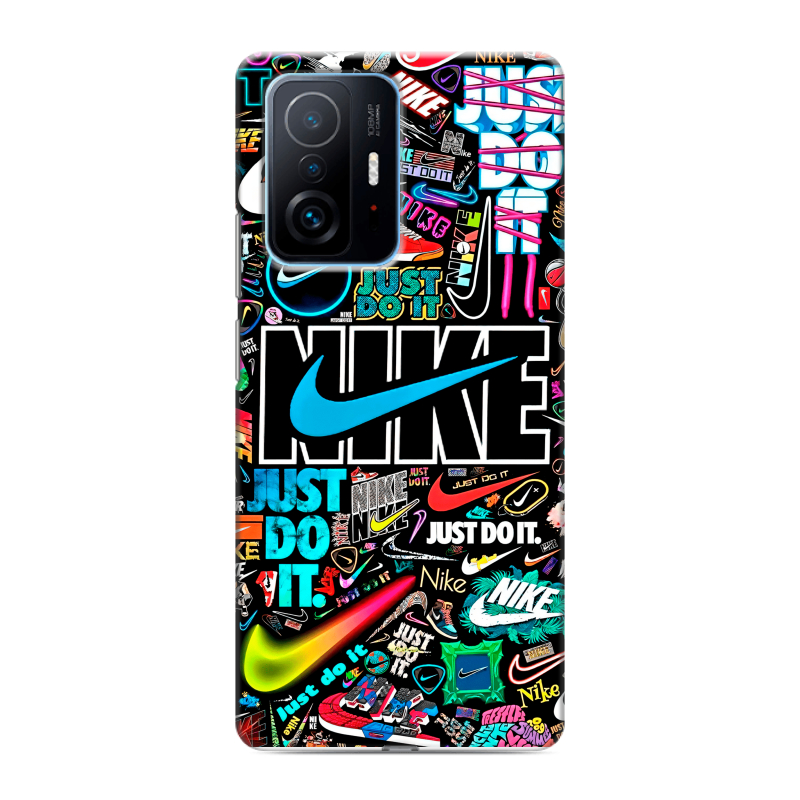 Силиконовый чехол на Xiaomi 11T с принтом найк nike черный Силиконовый чехол на Xiaomi 11T с принтом найк nike черный