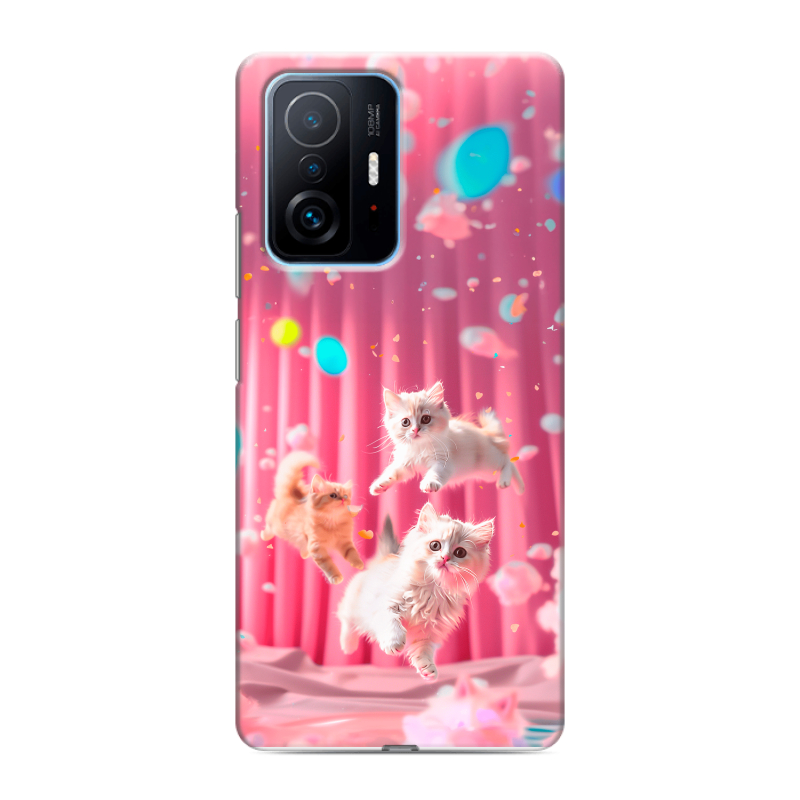 Силиконовый противоударный чехол на Xiaomi 11T с принтом милые котики Силиконовый противоударный чехол на Xiaomi 11T с принтом милые котики