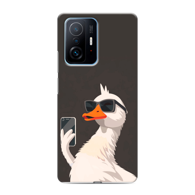 Силиконовый чехол на Xiaomi 11T с принтом утка в очках Силиконовый чехол на Xiaomi 11T с принтом утка в очках