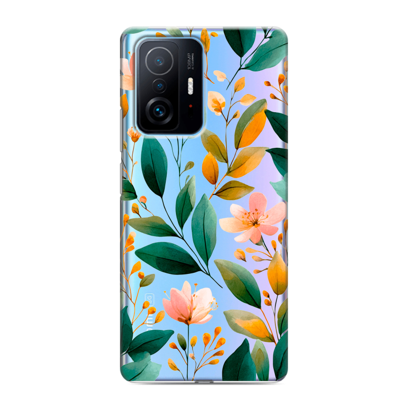 Силиконовый чехол на Xiaomi 11T с принтом Цветы паттерн Силиконовый чехол на Xiaomi 11T с принтом Цветы паттерн