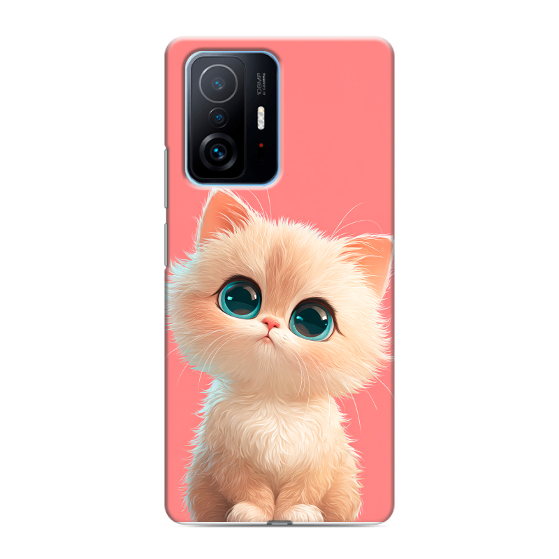Пластиковый чехол на Xiaomi 11T с принтом Розовый котенок Пластиковый чехол на Xiaomi 11T с принтом Розовый котенок