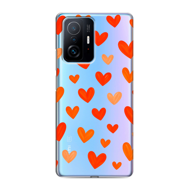 Силиконовый противоударный чехол на Xiaomi 11T с принтом Сердечки Силиконовый противоударный чехол на Xiaomi 11T с принтом Сердечки