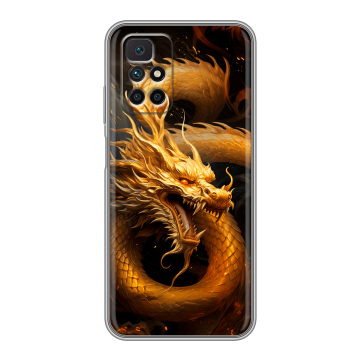 Силиконовый чехол на Xiaomi Redmi 10 с принтом Золотой дракон Силиконовый чехол на Xiaomi Redmi 10 с принтом Золотой дракон