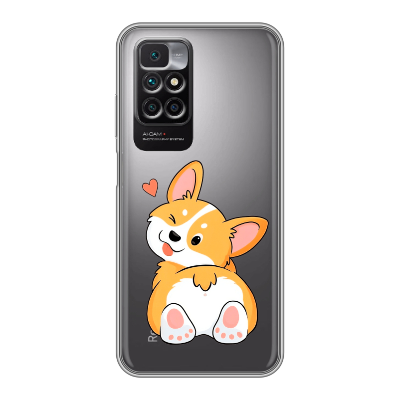 Силиконовый противоударный чехол на Xiaomi Redmi 10 с принтом Корги Силиконовый противоударный чехол на Xiaomi Redmi 10 с принтом Корги