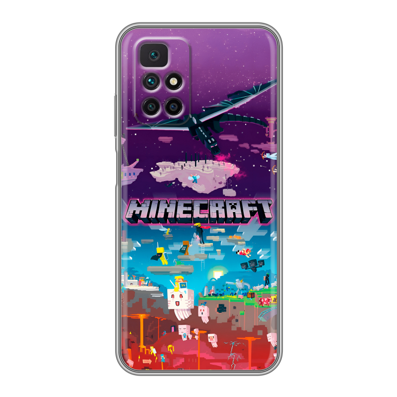 Силиконовый чехол на Xiaomi Redmi 10 с принтом Майнкрафт Minecraft Силиконовый чехол на Xiaomi Redmi 10 с принтом Майнкрафт Minecraft