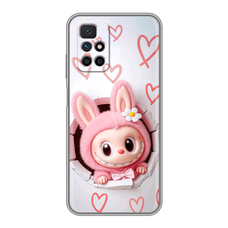 Силиконовый противоударный чехол на Xiaomi Redmi 10 с принтом Labubu Лабубу Силиконовый противоударный чехол на Xiaomi Redmi 10 с принтом Labubu Лабубу