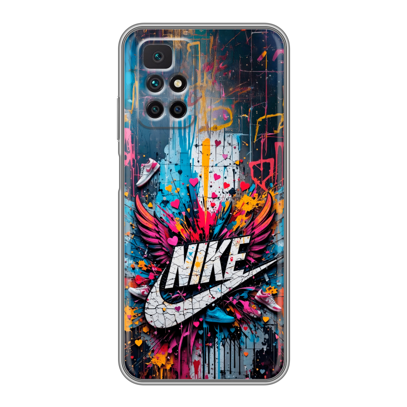 Силиконовый противоударный чехол на Xiaomi Redmi 10 с принтом Nike Найк Силиконовый противоударный чехол на Xiaomi Redmi 10 с принтом Nike Найк