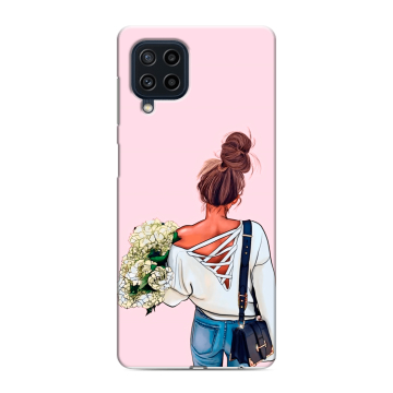 Силиконовый чехол на Samsung Galaxy M22 с принтом Девушка и букет