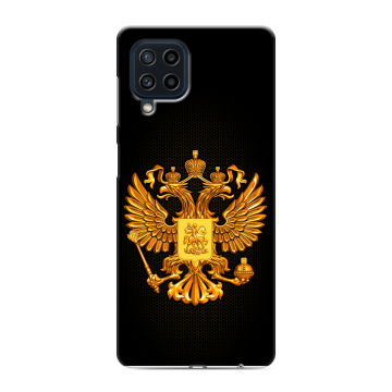 Силиконовый чехол на Samsung Galaxy M22 с принтом Герб России желтый Силиконовый чехол на Samsung Galaxy M22 с принтом Герб России желтый