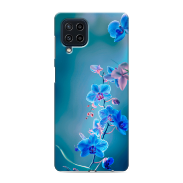 Силиконовый чехол на Samsung Galaxy M22 с принтом Голубые цветы Силиконовый чехол на Samsung Galaxy M22 с принтом Голубые цветы