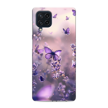 Силиконовый чехол на Samsung Galaxy M22 с принтом бабочки и лаванда Силиконовый чехол на Samsung Galaxy M22 с принтом бабочки и лаванда