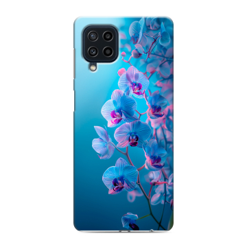 Силиконовый чехол на Samsung Galaxy M22 с принтом голубые орхидеи Силиконовый чехол на Samsung Galaxy M22 с принтом голубые орхидеи