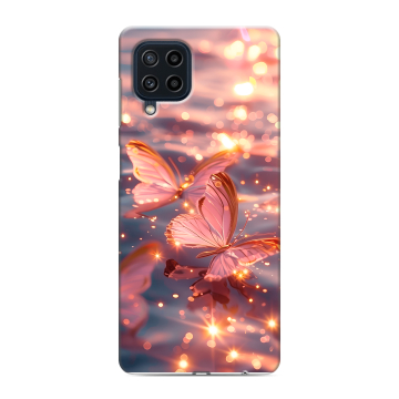 Силиконовый чехол на Samsung Galaxy M22 с принтом бабочки розовые Силиконовый чехол на Samsung Galaxy M22 с принтом бабочки розовые