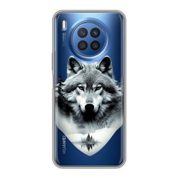 Силиконовый чехол на Huawei Nova 8i с принтом Волк в лесу
