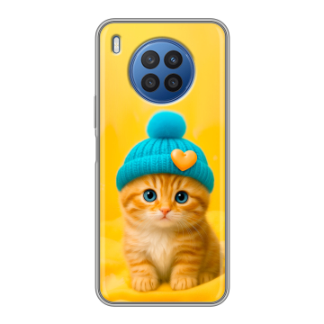 Силиконовый чехол на Huawei Nova 8i с принтом Котенок в шапке