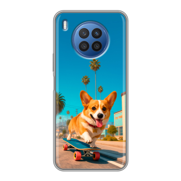 Силиконовый чехол на Huawei Nova 8i с принтом Корги на скейте Силиконовый чехол на Huawei Nova 8i с принтом Корги на скейте