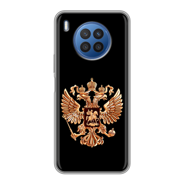 Силиконовый чехол на Huawei Nova 8i с принтом Герб России золотой