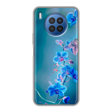 Силиконовый чехол на Huawei Nova 8i с принтом Голубые цветы Силиконовый чехол на Huawei Nova 8i с принтом Голубые цветы