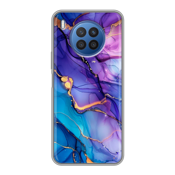Силиконовый чехол на Huawei Nova 8i с принтом синий мрамор