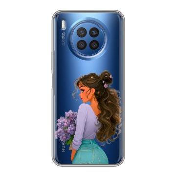 Силиконовый чехол на Huawei Nova 8i с принтом девушка цветы Силиконовый чехол на Huawei Nova 8i с принтом девушка цветы