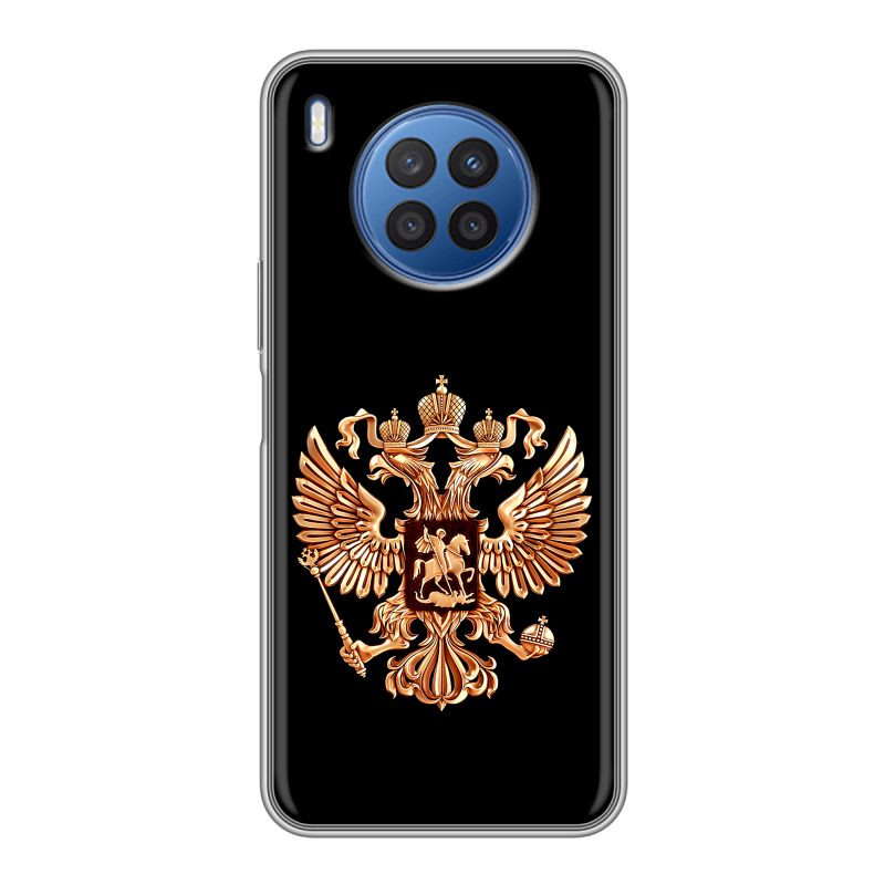 Силиконовый противоударный чехол на Huawei Nova 8i с принтом Герб России золотой Силиконовый противоударный чехол на Huawei Nova 8i с принтом Герб России золотой