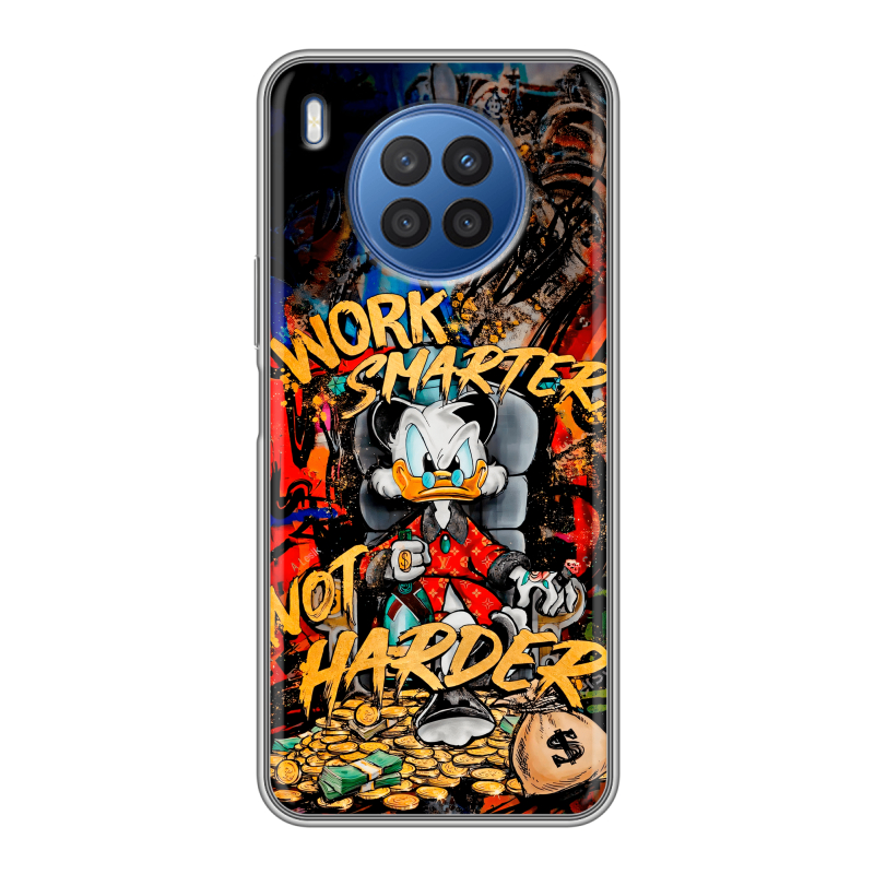Силиконовый противоударный чехол на Huawei Nova 8i с принтом Дональд Дак Деньги Силиконовый противоударный чехол на Huawei Nova 8i с принтом Дональд Дак Деньги