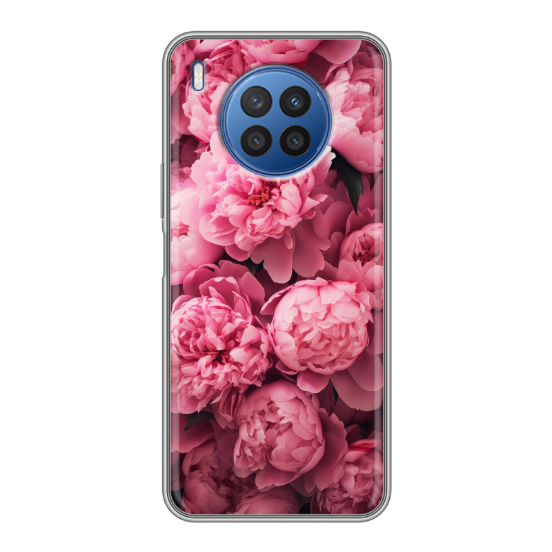 Силиконовый противоударный чехол на Huawei Nova 8i с принтом цветы пионы Силиконовый противоударный чехол на Huawei Nova 8i с принтом цветы пионы