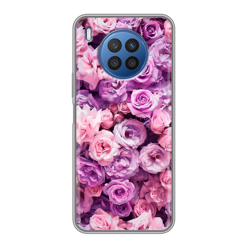 Силиконовый чехол на Huawei Nova 8i с принтом лавандовые розы Силиконовый чехол на Huawei Nova 8i с принтом лавандовые розы