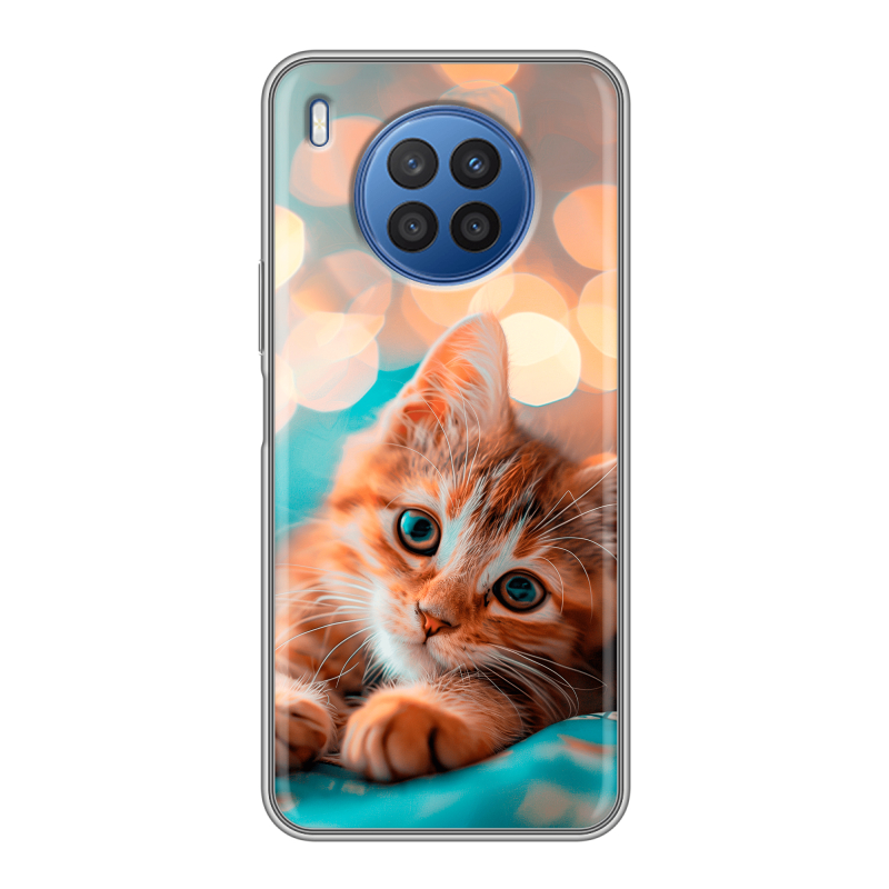 Силиконовый противоударный чехол на Huawei Nova 8i с принтом котик Силиконовый противоударный чехол на Huawei Nova 8i с принтом котик