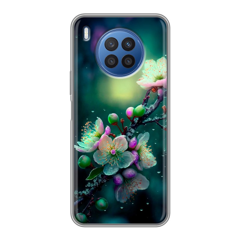 Силиконовый чехол на Huawei Nova 8i с принтом Цветы и мрамор Силиконовый чехол на Huawei Nova 8i с принтом Цветы и мрамор