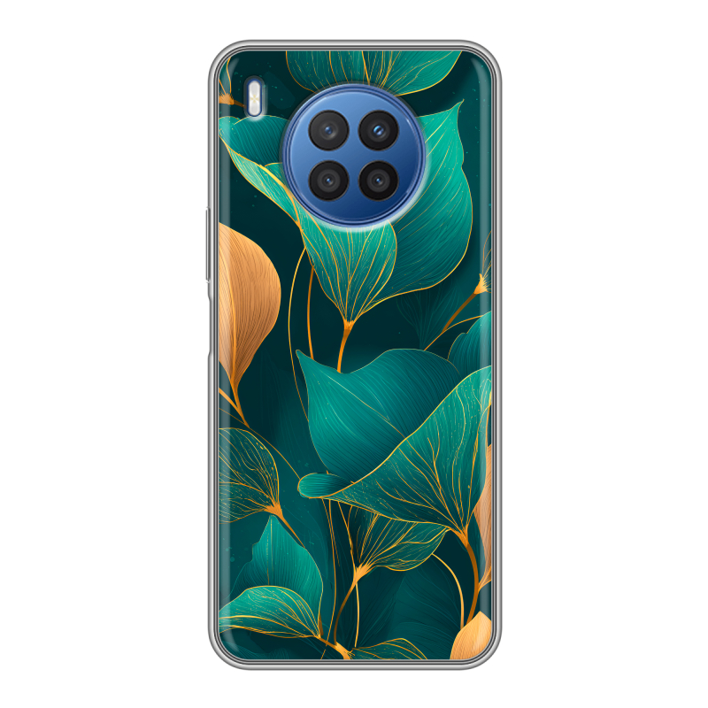 Силиконовый чехол на Huawei Nova 8i с принтом Листья и золото Силиконовый чехол на Huawei Nova 8i с принтом Листья и золото