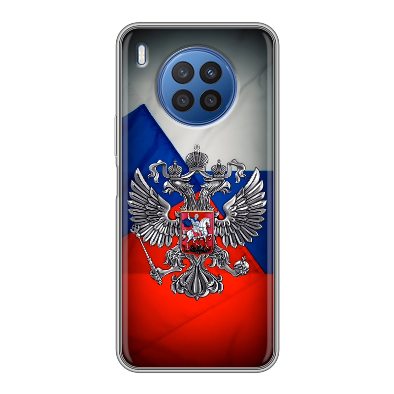 Силиконовый противоударный чехол на Huawei Nova 8i с принтом Флаг России Силиконовый противоударный чехол на Huawei Nova 8i с принтом Флаг России