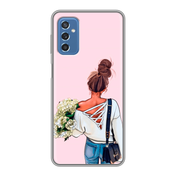 Силиконовый чехол на Samsung Galaxy M52 5G с принтом Девушка и букет Силиконовый чехол на Samsung Galaxy M52 5G с принтом Девушка и букет