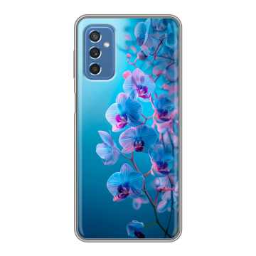 Силиконовый чехол на Samsung Galaxy M52 5G с принтом голубые орхидеи Силиконовый чехол на Samsung Galaxy M52 5G с принтом голубые орхидеи