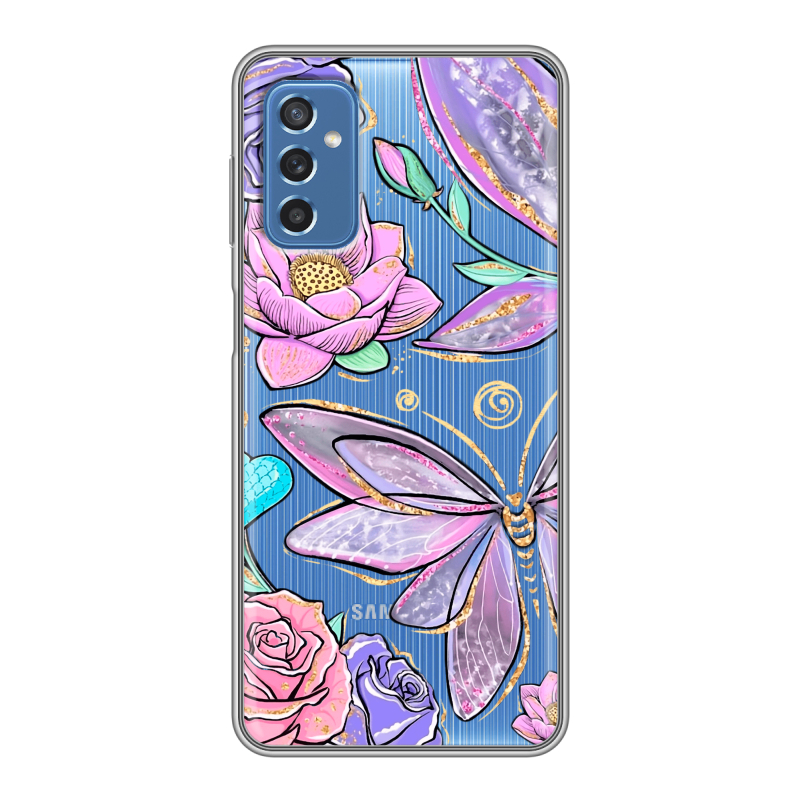 Силиконовый чехол на Samsung Galaxy M52 5G с принтом Бабочки и цветы Силиконовый чехол на Samsung Galaxy M52 5G с принтом Бабочки и цветы