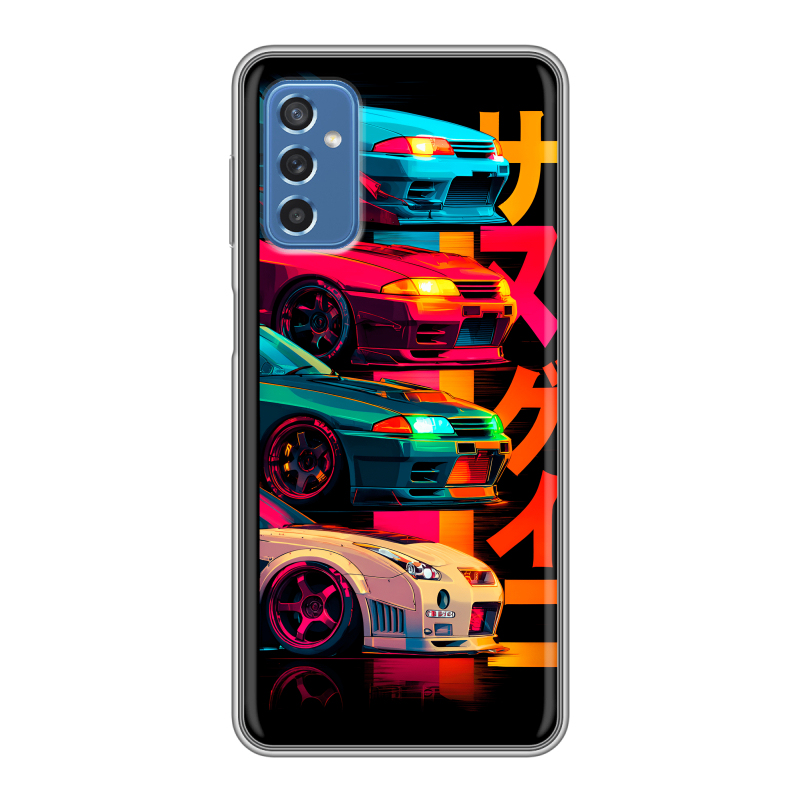 Силиконовый противоударный чехол на Samsung Galaxy M52 5G с принтом Гоночные машины Силиконовый противоударный чехол на Samsung Galaxy M52 5G с принтом Гоночные машины