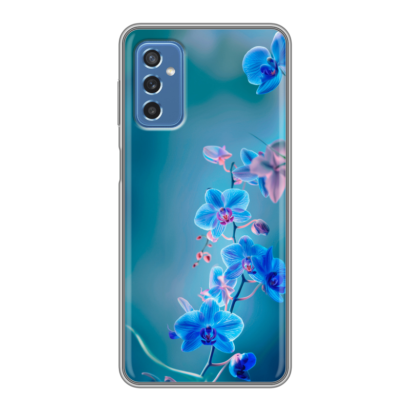 Силиконовый чехол на Samsung Galaxy M52 5G с принтом Голубые цветы Силиконовый чехол на Samsung Galaxy M52 5G с принтом Голубые цветы