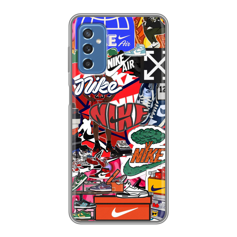 Силиконовый противоударный чехол на Samsung Galaxy M52 5G с принтом Найк Nike яркий Силиконовый противоударный чехол на Samsung Galaxy M52 5G с принтом Найк Nike яркий