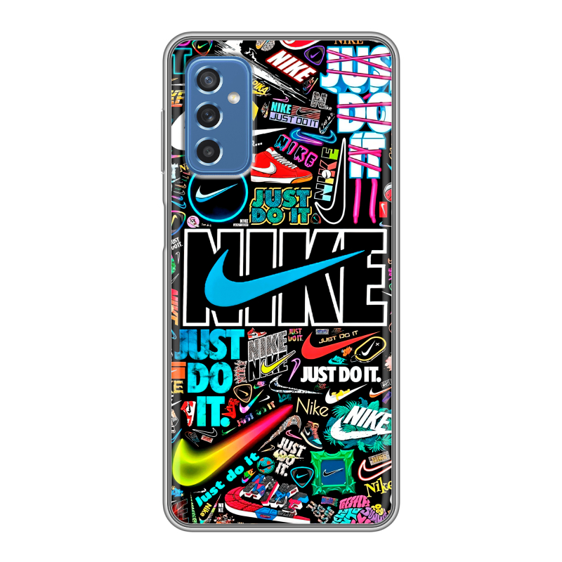Силиконовый чехол на Samsung Galaxy M52 5G с принтом найк nike черный Силиконовый чехол на Samsung Galaxy M52 5G с принтом найк nike черный