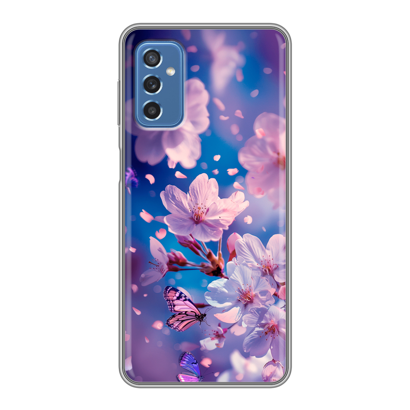 Силиконовый чехол на Samsung Galaxy M52 5G с принтом цветы бабочки Силиконовый чехол на Samsung Galaxy M52 5G с принтом цветы бабочки