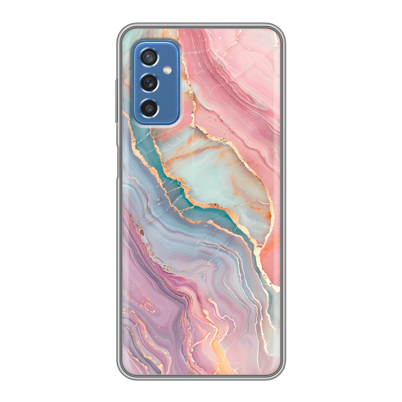 Силиконовый противоударный чехол на Samsung Galaxy M52 5G с принтом розовый мрамор Силиконовый противоударный чехол на Samsung Galaxy M52 5G с принтом розовый мрамор