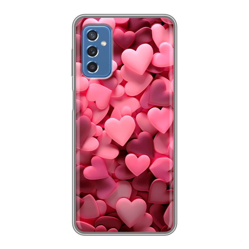 Силиконовый противоударный чехол на Samsung Galaxy M52 5G с принтом розовые сердечки Силиконовый противоударный чехол на Samsung Galaxy M52 5G с принтом розовые сердечки