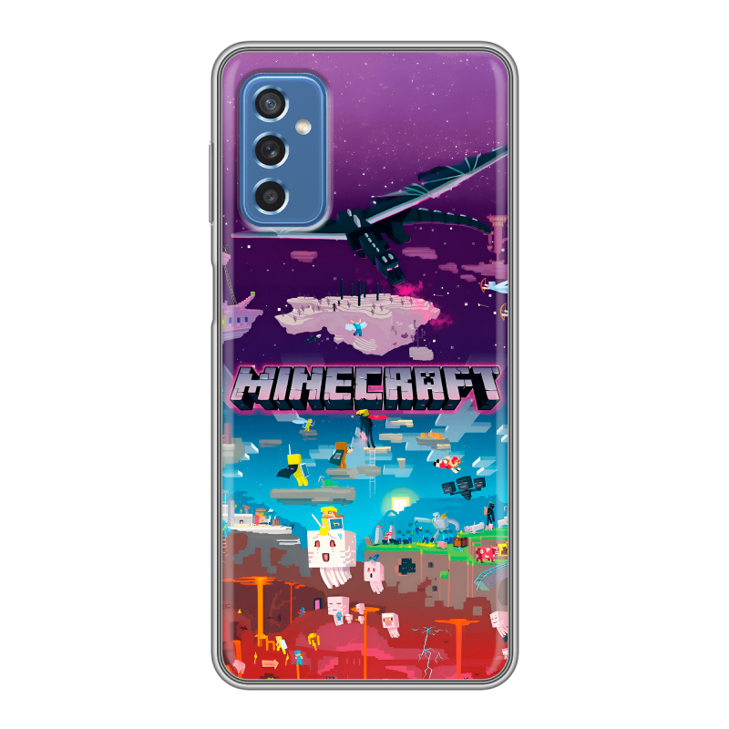 Силиконовый противоударный чехол на Samsung Galaxy M52 5G с принтом Майнкрафт Minecraft Силиконовый противоударный чехол на Samsung Galaxy M52 5G с принтом Майнкрафт Minecraft
