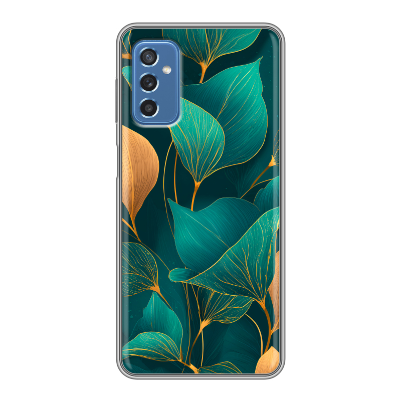 Силиконовый чехол на Samsung Galaxy M52 5G с принтом Листья и золото Силиконовый чехол на Samsung Galaxy M52 5G с принтом Листья и золото