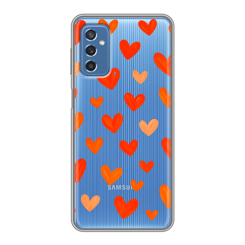 Силиконовый противоударный чехол на Samsung Galaxy M52 5G с принтом Сердечки Силиконовый противоударный чехол на Samsung Galaxy M52 5G с принтом Сердечки