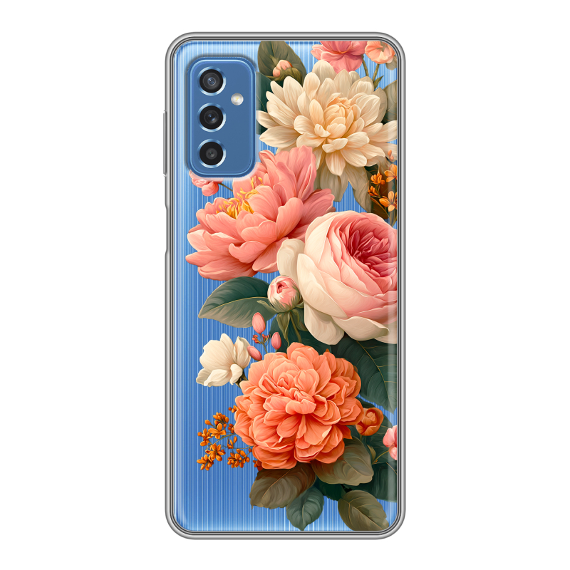 Силиконовый противоударный чехол на Samsung Galaxy M52 5G с принтом цветы Силиконовый противоударный чехол на Samsung Galaxy M52 5G с принтом цветы